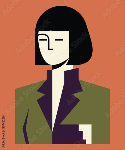 Professional businesswoman portrait with modern flat design