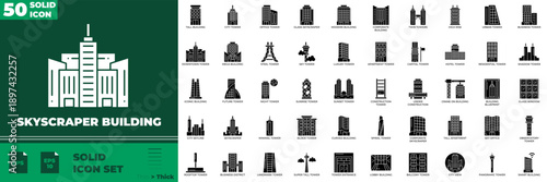 Skyscraper Solid Editable Icons set