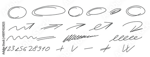 A versatile collection of hand drawn doodle elements and symbols for creative designs