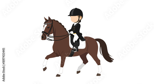 Equestrian dressage rider, vector illustration, graphic design, sports competition, horse riding