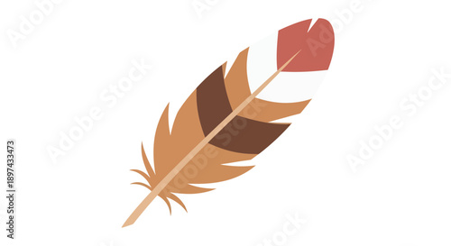 Feather Vector Illustration, Flat Design, Symbol of Freedom and Peace, Decorative Element