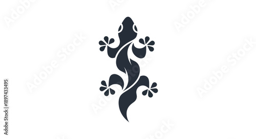 Stylized gecko silhouette on white background