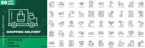Shopping Delivery Line Editable Icons set