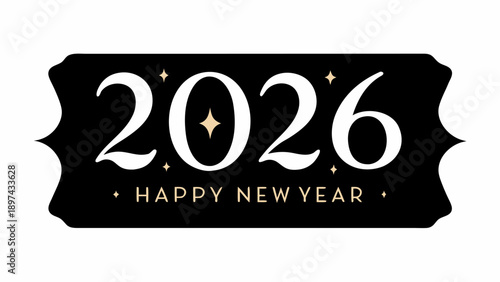 Happy New Year 2026 celebration with elegant gold and black design