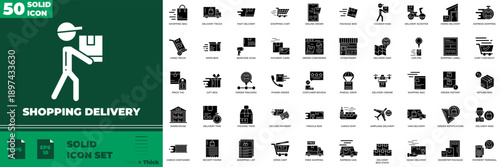 Shopping Delivery Solid Editable Icons set
