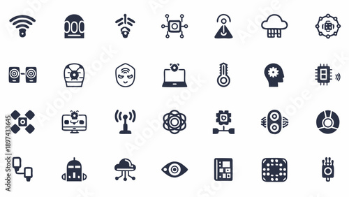 Set of modern technology and security icons