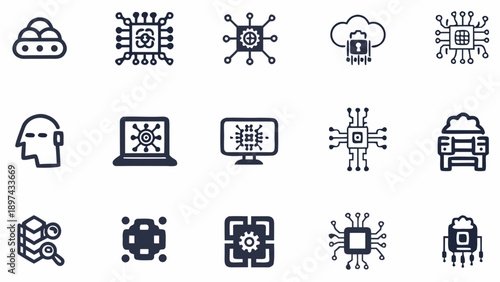 Modern technology icons for business and innovation