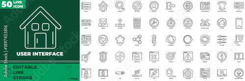 User Interface Line Editable Icons set