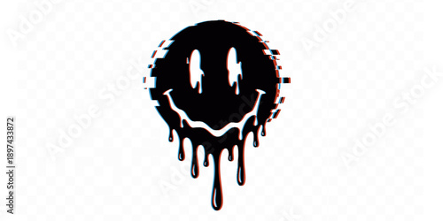 Melting Smiley Face Retro Y2K Silhouette