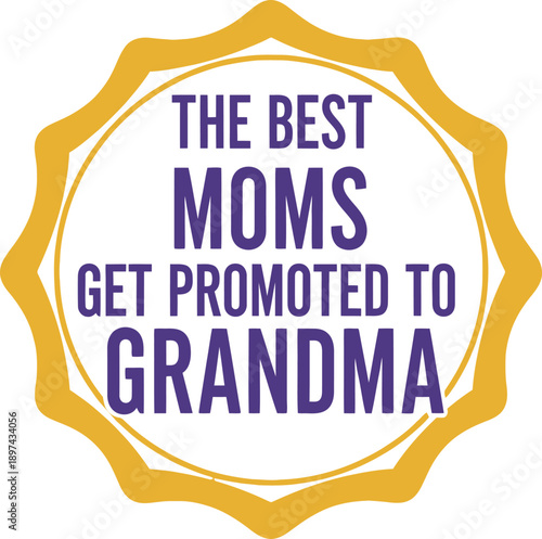 Best Moms Get Promoted badge typography design vector illustration for pregnancy announcement grandmother gift and family love on transparent background.