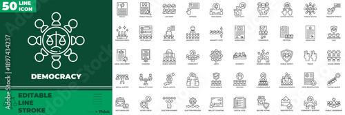 Democracy Line Editable Icons set