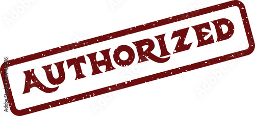 A rustic red authorized grunge rubber stamp mark diagonally placed on a clean white background