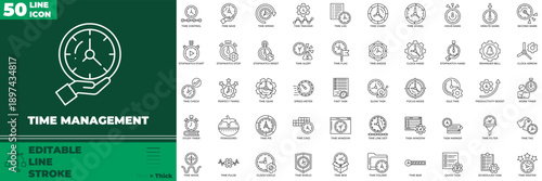 Time Management Line Editable Icons set