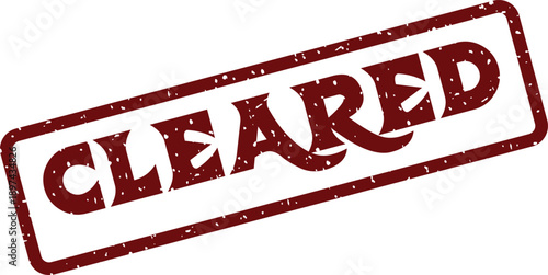 A rustic red cleared grunge rubber stamp mark diagonally placed on a clean white background