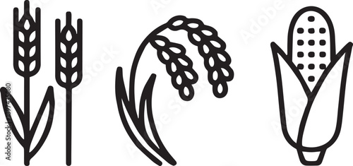 Wheat and Crop Line Icon – Agriculture, Farming, Nature Symbol