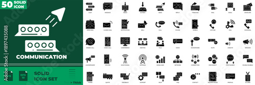 Communication Solid Editable Icons set