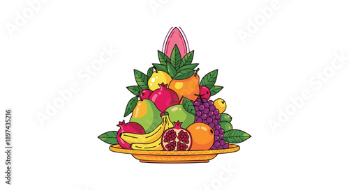 Fruit Offering Plate for Festival Celebration