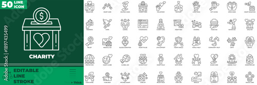 Charity Line Editable Icons set