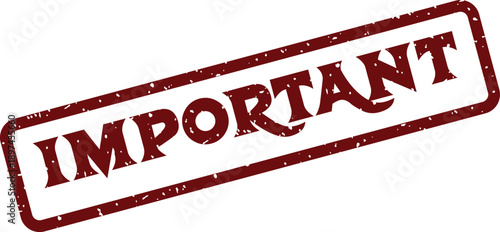 A vibrant red grunge rubber stamp clearly displays the prominent word IMPORTANT against a crisp white backdrop