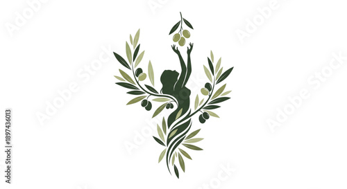 Olive Goddess Reaching for Fruit, Nature's Bounty, Wellness, Organic Food, Healthy Lifestyle, Growth, Abundance