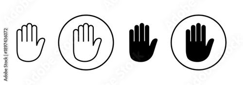 Hand icon, palm symbol, hand sign set - vector