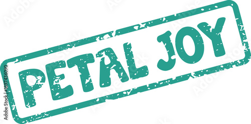 Refreshing Teal Green Rubber Stamp Conveying Happiness with PETAL JOY Message