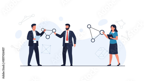 Teamwork and Collaboration: Business People Connecting Ideas in Network