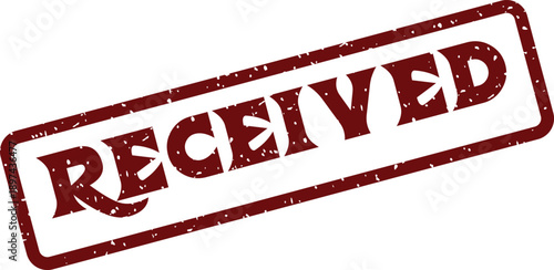 Grunge effect red rubber stamp showing the word RECEIVED on a simple clean white surface