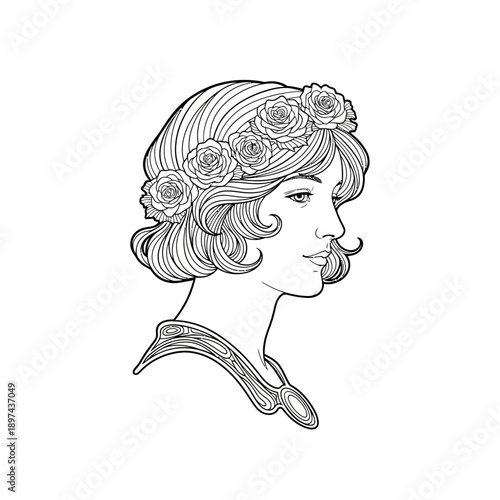 Elegant Woman with Floral Crown Artistic Portrait.