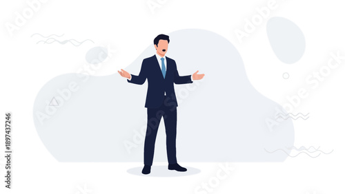 Wallpaper Mural Businessman Explaining With Open Arms, Modern Flat Design Torontodigital.ca