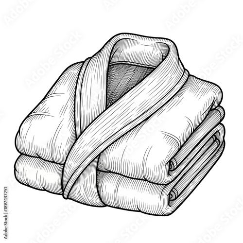 Folded Bathrobe Hand Drawn Illustration.