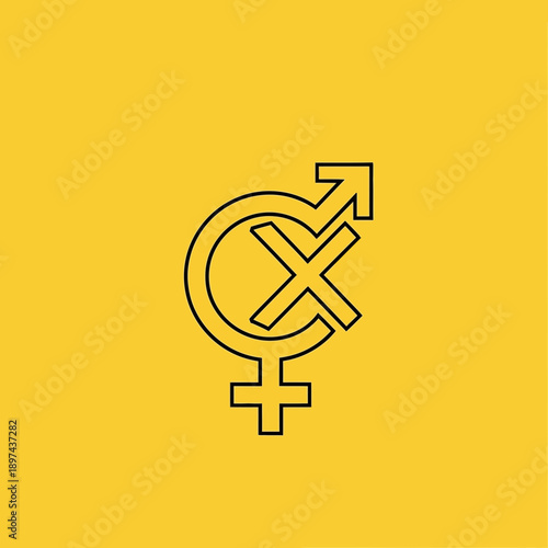Gender Symbol with X Mark.