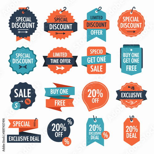 Set Colorful Promotional Tag for Seasonal Store Discounts