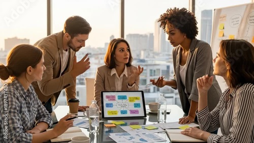 Collaborative Team Meeting Planning a Project Strategy in a Bright Office