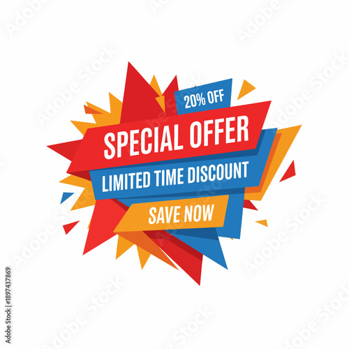 Offer price special discount illustration tag design.