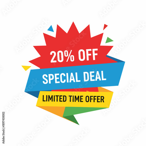 Special discount symbol. 3D Round sticker badge with offer message. Advertising discounts symbol. Promotion set for shopping marketing, clearance sale and advertisement Vector illustration.