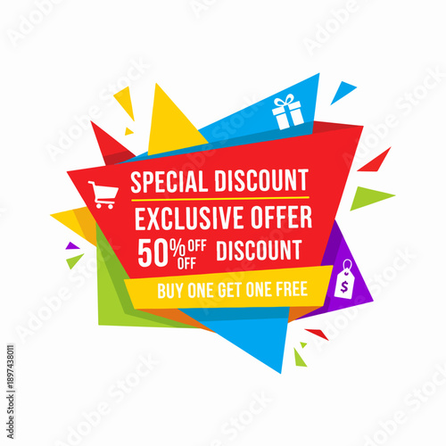 Red Special offer mega sale tag, set of banner elements for website and advertising