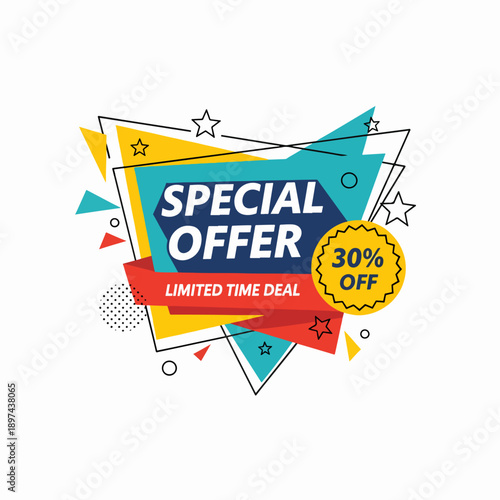 Special offer mega sale tag, set of banner elements for website and advertising
