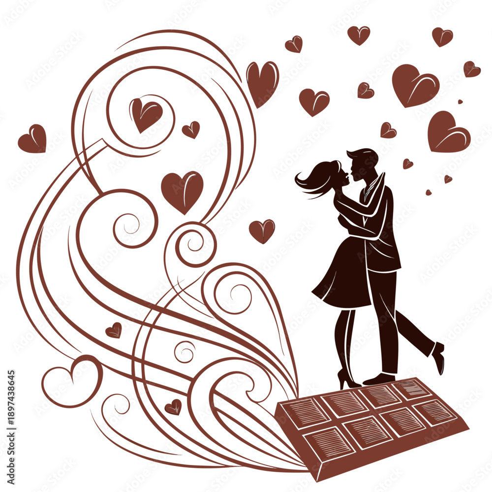 Obraz premium Chocolate box surprise proposal-with couple react