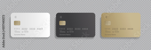 black gold white credit card mockup isolated on grey background front view