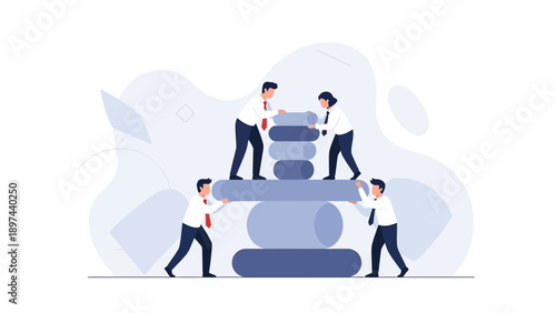 Teamwork balance strategy building blocks business cooperation concept