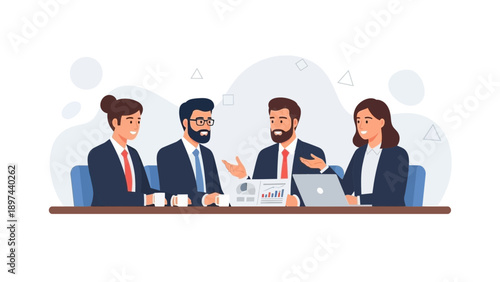 Diverse business team in meeting, discussing strategy with laptop and charts