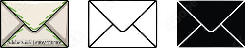 Envelope silhouette & Outline and illustration set isolated on transparent background