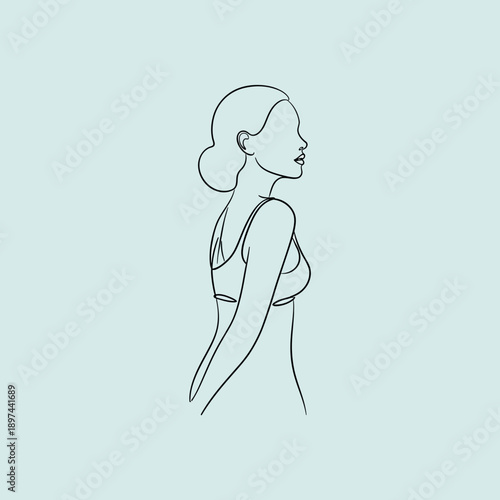 Elegant Womans Profile in Minimalist Line Art.