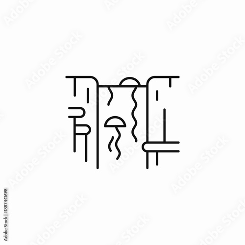 cave waterfall formation icon sign vector