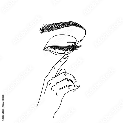 Minimalist Eye and Hand Line Art Illustration.