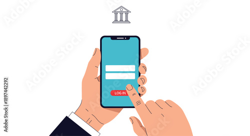 Person securely logging into a mobile banking application on a smartphone for online financial management and transactions.