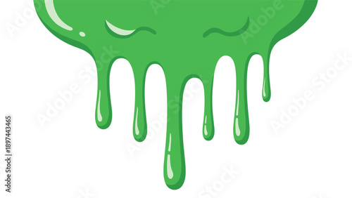 Bright green sticky slime dripping down from the top edge with thick gooey drops shown in a cartoon illustration style.