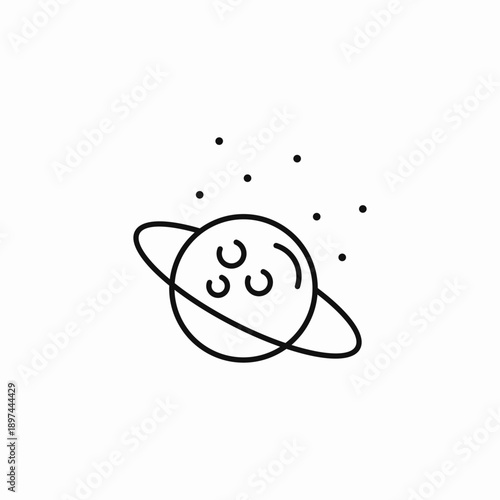 ringed planet moons icon sign vector