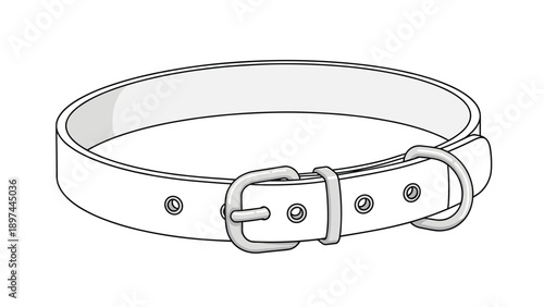 White leather dog collar with a metallic buckle and D ring provides a clean and functional pet accessory for walking and identification.